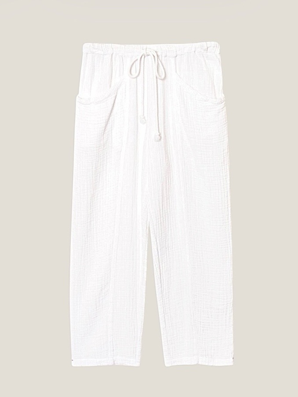 Xirena Ozzie Pant Cotton Gauze   Cropped Ankle Drawstring Pull On White Medium